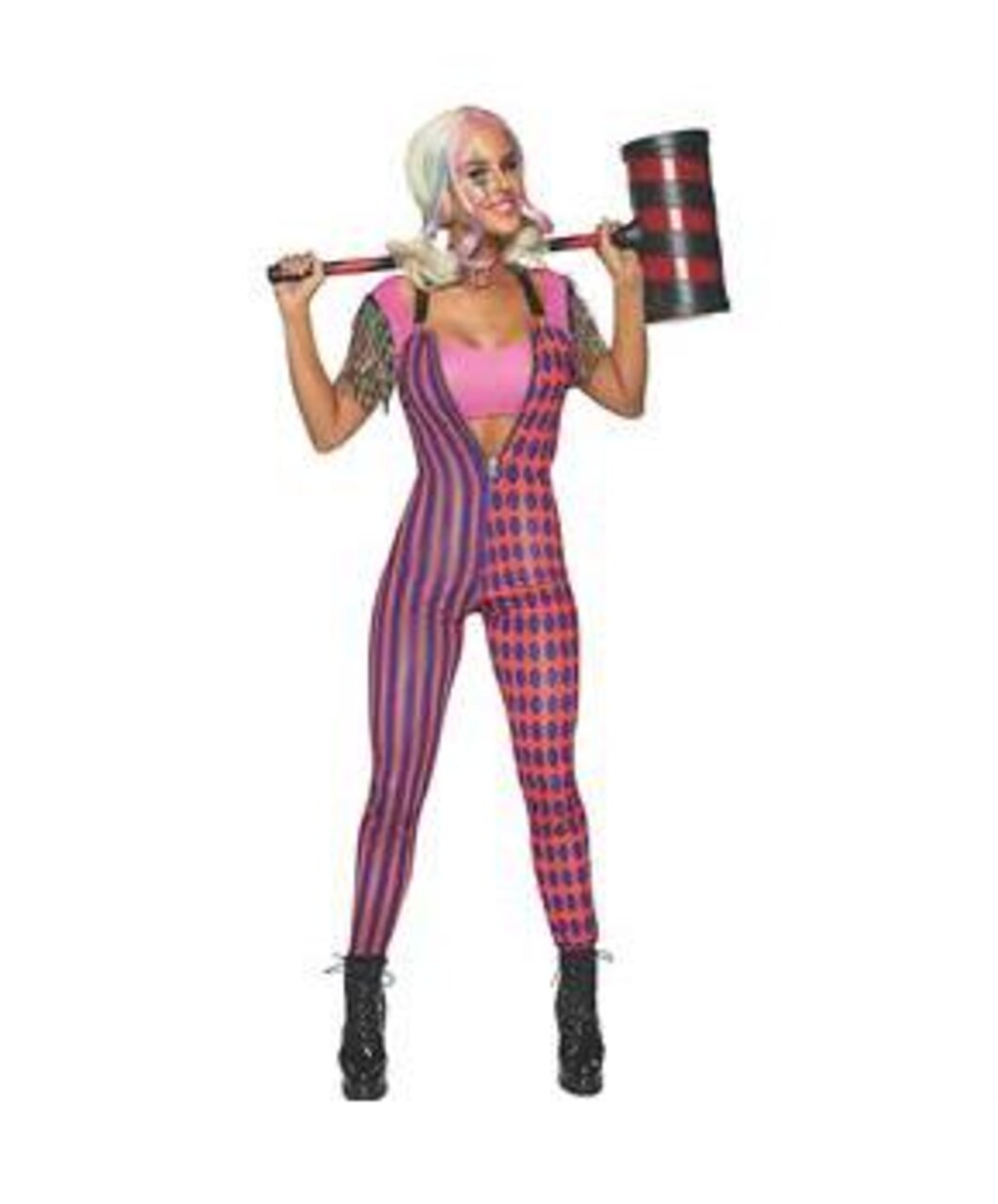 Comic Vixen Costume Crop Top Choker Multicolor Zip Up Jumpsuit